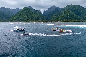 Paris 2024 - Surfing Training Session In Teahupo’