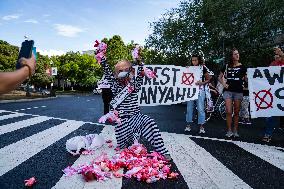 Pro-Palestine Activists Protest Ahead of Israeli Prime Minister's Visit to Washington