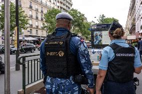 Paris 2024 - Qatari Police Patrol With French Gendarmes