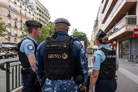 Paris 2024 - Qatari Police Patrol With French Gendarmes