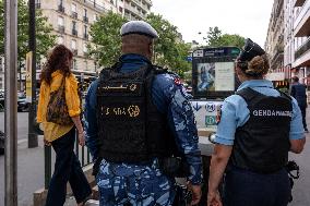 Paris 2024 - Qatari Police Patrol With French Gendarmes