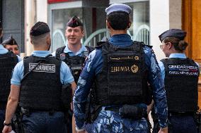 Paris 2024 - Qatari Police Patrol With French Gendarmes