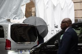 Lady Gaga Hides Outside Her Hotel - Paris