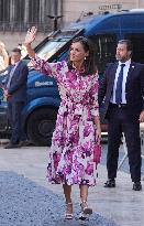 Queen Letizia Attends Cervantes Institute Directors Meeting - Barcelona