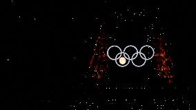 Paris 2024 - Full Moon Rises Behind Olympic Rings