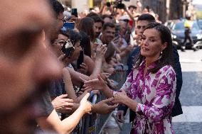 Queen Letizia Attends Cervantes Institute Directors Meeting - Barcelona