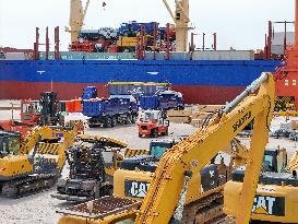 Ships Load Cargo at Yantai Port