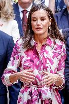 Queen Letizia Attends A Meeting - Barcelona