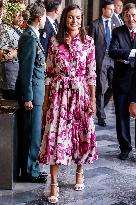 Queen Letizia Attends A Meeting - Barcelona