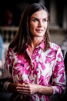 Queen Letizia Attends A Meeting - Barcelona