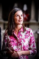 Queen Letizia Attends A Meeting - Barcelona