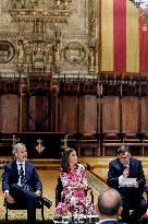 Queen Letizia Attends A Meeting - Barcelona