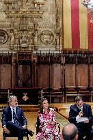 Queen Letizia Attends A Meeting - Barcelona