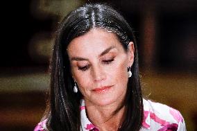 Queen Letizia Attends A Meeting - Barcelona