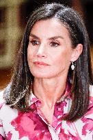 Queen Letizia Attends A Meeting - Barcelona