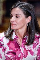 Queen Letizia Attends A Meeting - Barcelona