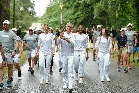 Olympic Torch flame bearer Didier Deschamps in Clairefontaine-en-Yvelines