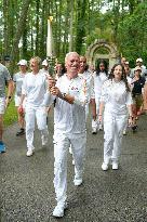 Olympic Torch flame bearer Didier Deschamps in Clairefontaine-en-Yvelines