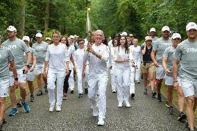 Olympic Torch flame bearer Didier Deschamps in Clairefontaine-en-Yvelines