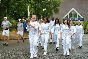 Olympic Torch flame bearer Didier Deschamps in Clairefontaine-en-Yvelines