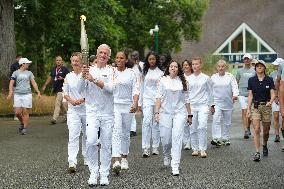 Olympic Torch flame bearer Didier Deschamps in Clairefontaine-en-Yvelines