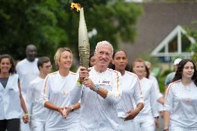 Olympic Torch flame bearer Didier Deschamps in Clairefontaine-en-Yvelines