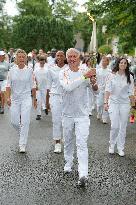 Olympic Torch flame bearer Didier Deschamps in Clairefontaine-en-Yvelines