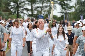 Olympic Torch flame bearer Didier Deschamps in Clairefontaine-en-Yvelines