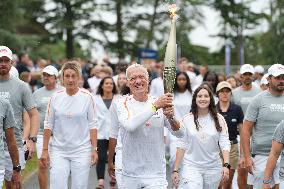 Olympic Torch flame bearer Didier Deschamps in Clairefontaine-en-Yvelines