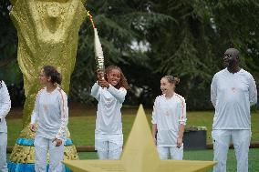 Olympic Torch flame bearer Didier Deschamps in Clairefontaine-en-Yvelines