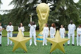 Olympic Torch flame bearer Didier Deschamps in Clairefontaine-en-Yvelines