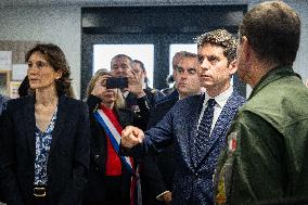 PM Attal Visits Air Base 107 - Velizy-Villacoublay