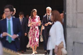 Queen Letizia Attends Cervantes Institute Directors Meeting - Barcelona