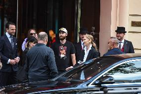 Celine Dion Meets Her Fans Outside Her Hotel In Paris