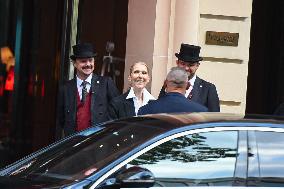 Celine Dion Meets Her Fans Outside Her Hotel In Paris