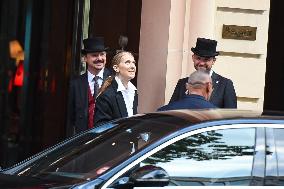 Celine Dion Meets Her Fans Outside Her Hotel In Paris