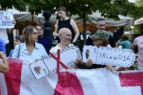 Madrid Residents Against The Cut Down Of The Trees In Plaza De Santa Ana