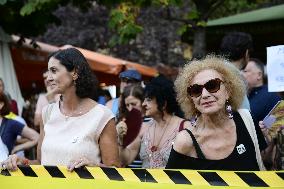 Madrid Residents Against The Cut Down Of The Trees In Plaza De Santa Ana