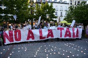 Madrid Residents Against The Cut Down Of The Trees In Plaza De Santa Ana
