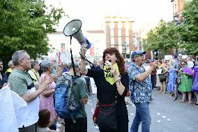 Madrid Residents Against The Cut Down Of The Trees In Plaza De Santa Ana