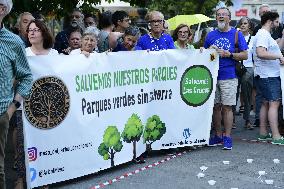 Madrid Residents Against The Cut Down Of The Trees In Plaza De Santa Ana