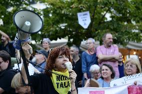 Madrid Residents Against The Cut Down Of The Trees In Plaza De Santa Ana