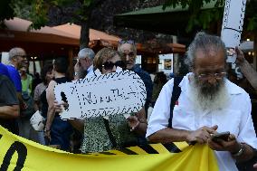 Madrid Residents Against The Cut Down Of The Trees In Plaza De Santa Ana