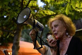 Madrid Residents Against The Cut Down Of The Trees In Plaza De Santa Ana