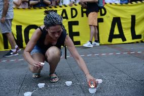 Madrid Residents Against The Cut Down Of The Trees In Plaza De Santa Ana