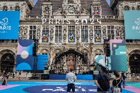 La Terrasse Des Jeux In Front Of Hotel De Ville, In Paris