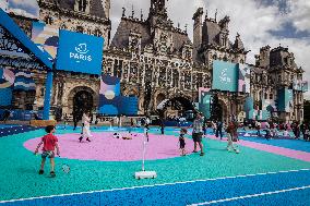 La Terrasse Des Jeux In Front Of Hotel De Ville, In Paris