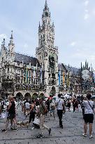 Ukrainian And Israeli Flags On Munich City Hall