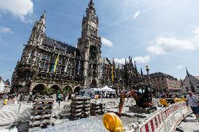 Ukrainian And Israeli Flags On Munich City Hall