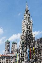 Ukrainian And Israeli Flags On Munich City Hall